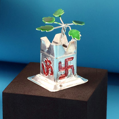 Tulsi Plant Miniature Idol With Mandir Kalash Base - (1 Pc)