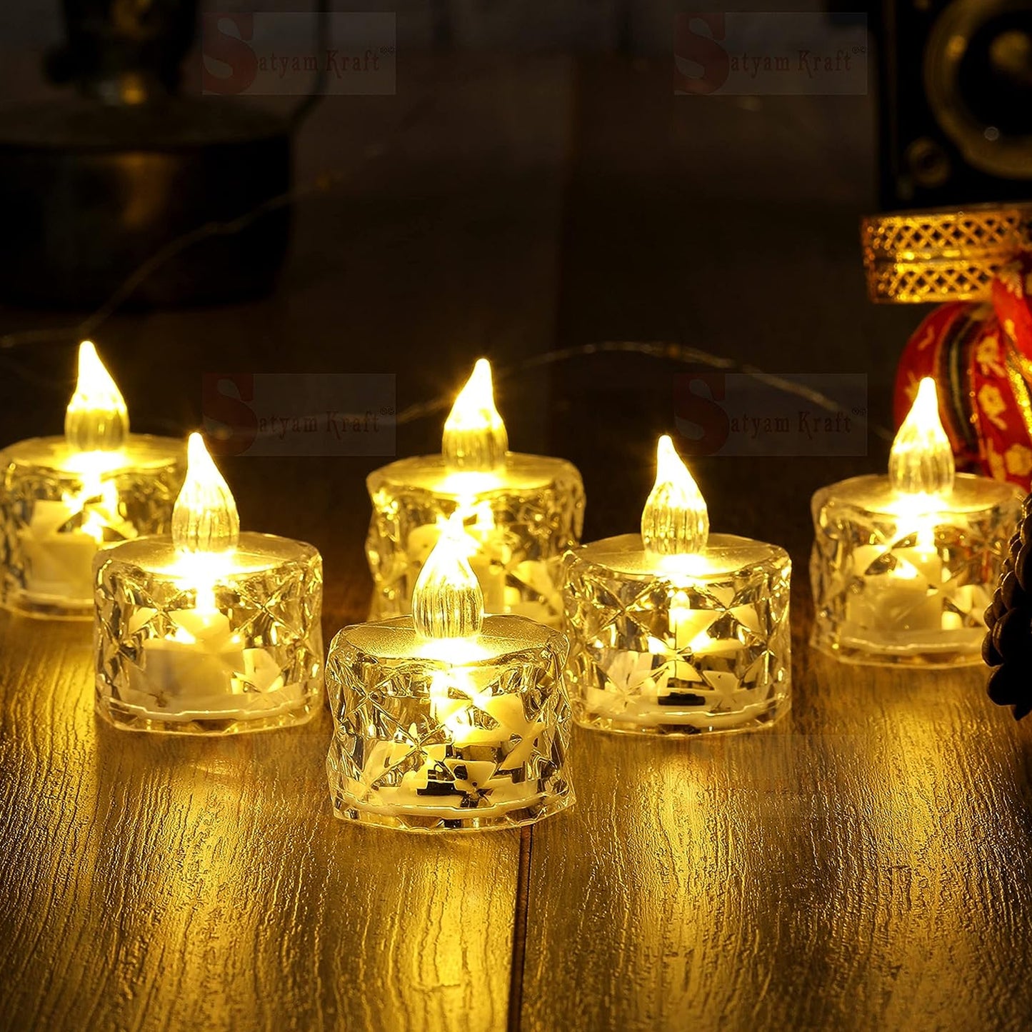 24 Pcs Flameless And Smokeless Decorative Acrylic Candles Transparent Led Tea Light