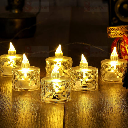 24 Pcs Flameless And Smokeless Decorative Acrylic Candles Transparent Led Tea Light