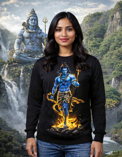 Unisex Lord Shiva ‘Rudra’ Graphic Sweatshirt - Heavyweight Cotton Mahadev Art Pullover