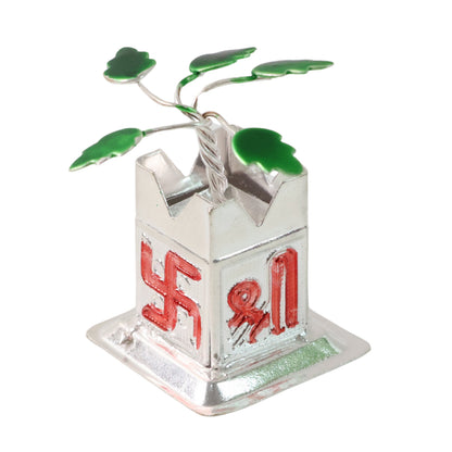 Tulsi Plant Miniature Idol With Mandir Kalash Base - (1 Pc)