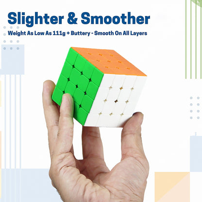 Small Puzzles Cubes  4×4×4 High Speed Sticker Less Magic Cube Game Kids