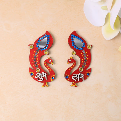 Decorative Wooden Shubh Labh Wall Hanging (2 Pc)