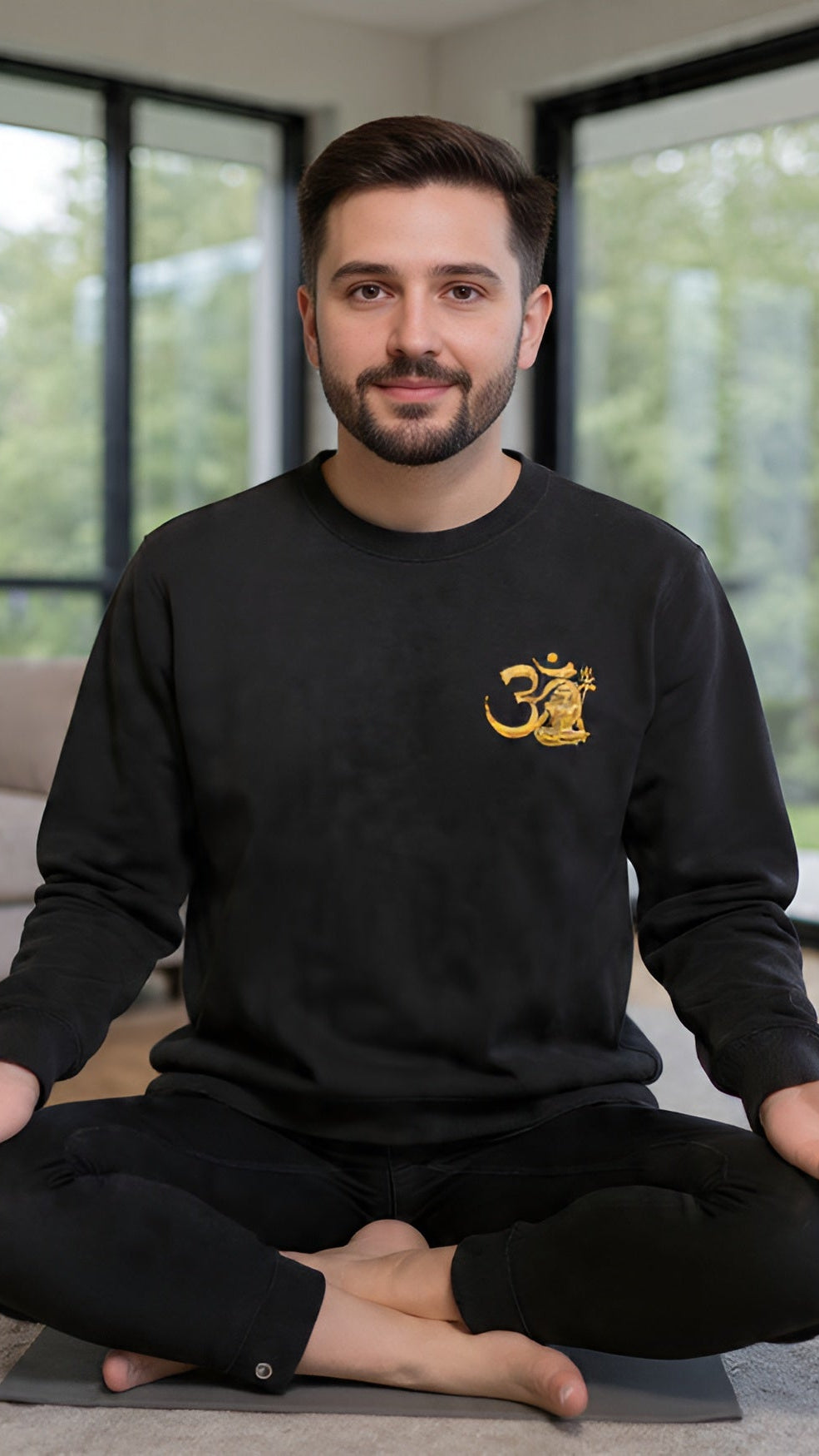 Divine Resonance: Premium Unisex 300 GSM Heavyweight "Om" Cotton Fleece Sweatshirt