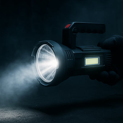 Heavy-duty Rechargeable Usb Led Hand Torch With Cob Side Light (1 Pc)