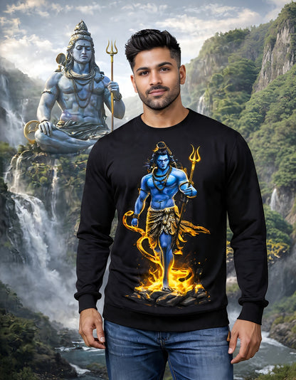 Unisex Lord Shiva ‘Rudra’ Graphic Sweatshirt - Heavyweight Cotton Mahadev Art Pullover