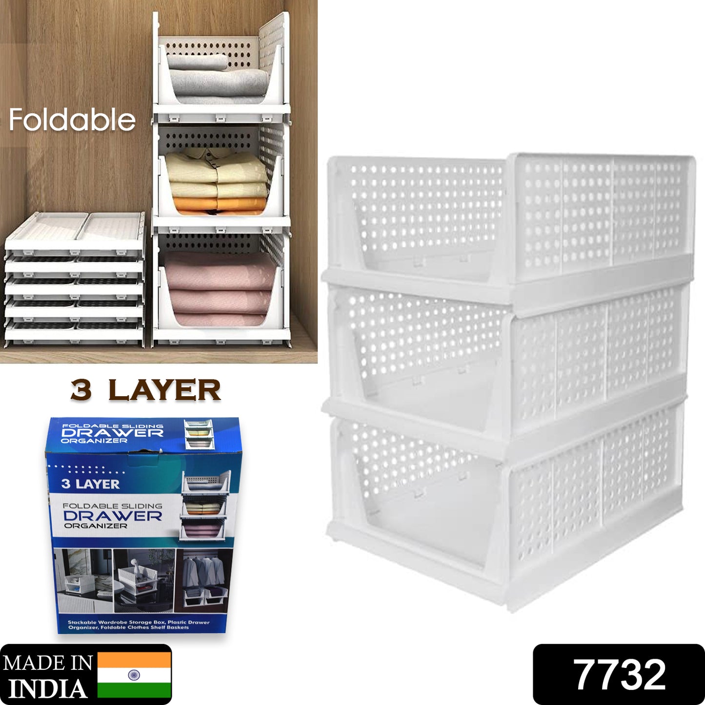 3 Layer Clothes Organizer For Wardrobe Cupboard Organizer For Clothes Foldable
