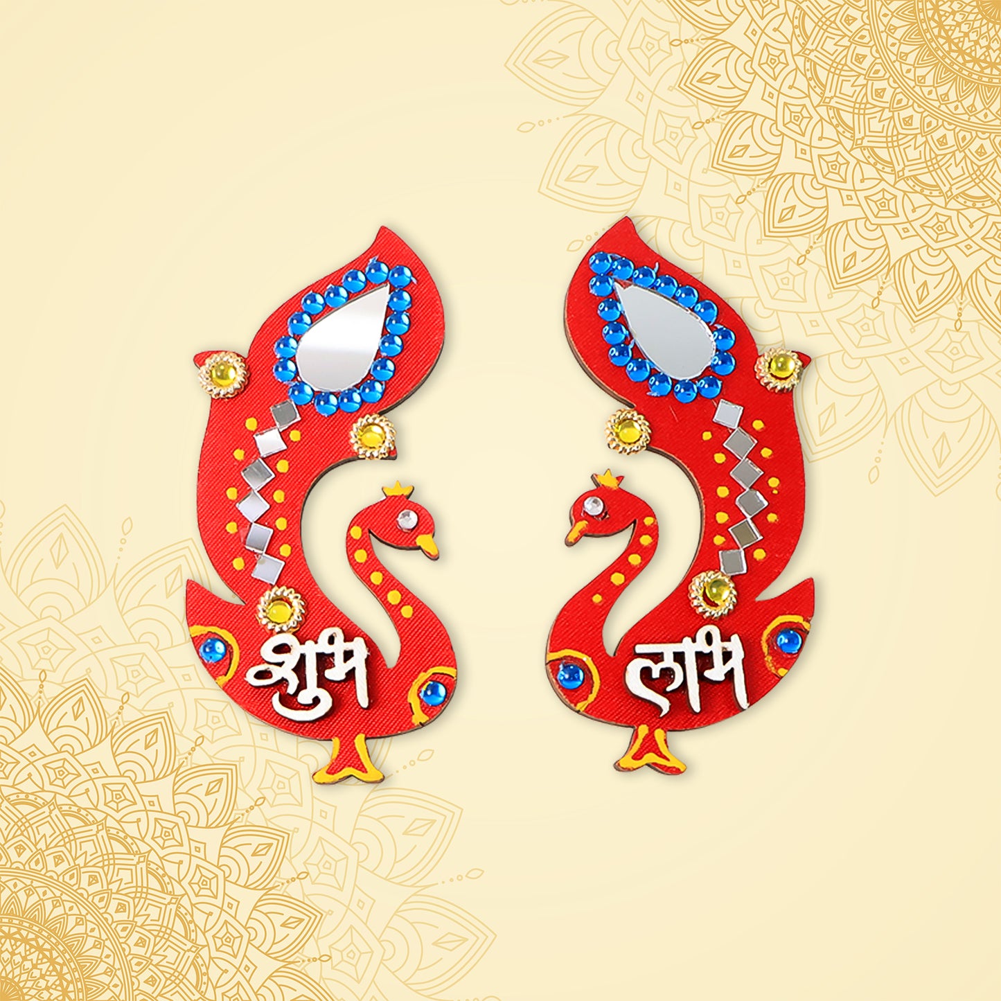 Decorative Wooden Shubh Labh Wall Hanging (2 Pc)