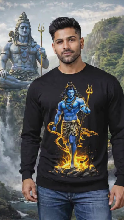 Unisex Lord Shiva ‘Rudra’ Graphic Sweatshirt - Heavyweight Cotton Mahadev Art Pullover