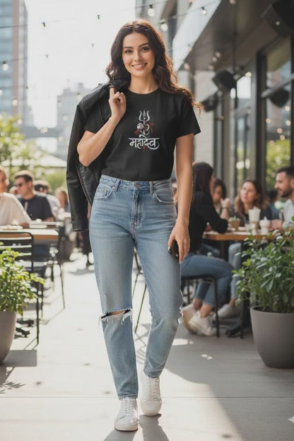 Unisex Mahadev Damru Premium Cotton T-Shirt - Minimalist Spiritual Streetwear