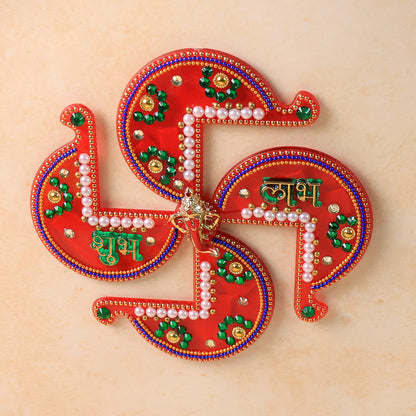 Acrylic Swastik Shubh Labh Wall Hanging  (1 Pc)