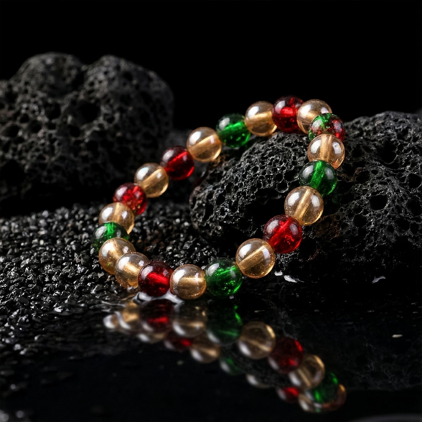 Multicolor Glossy Bead Stretch Bracelet  (1 Pc)